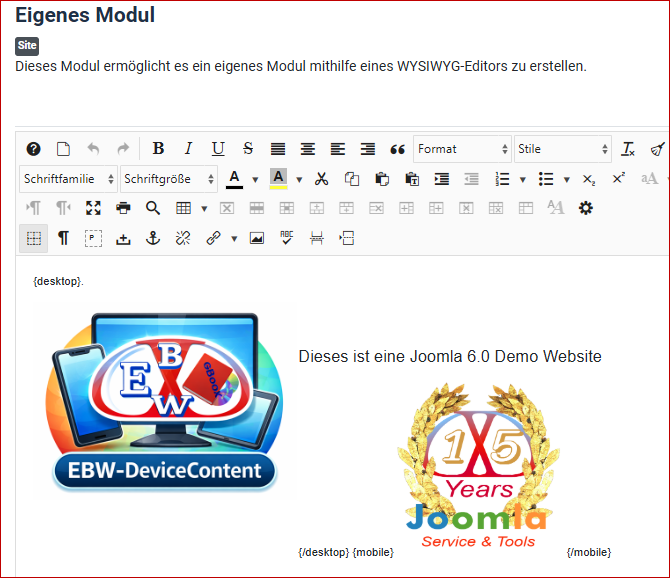 Separate module full editor view