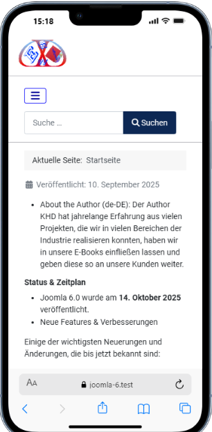 Smartphone display example in header