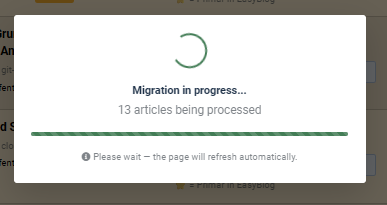 Once all items are assigned, the migration can be started at the end of the list.